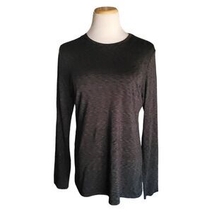 Cuddl Duds Microwear Long Sleeve Crew Womens Large Black & Gray